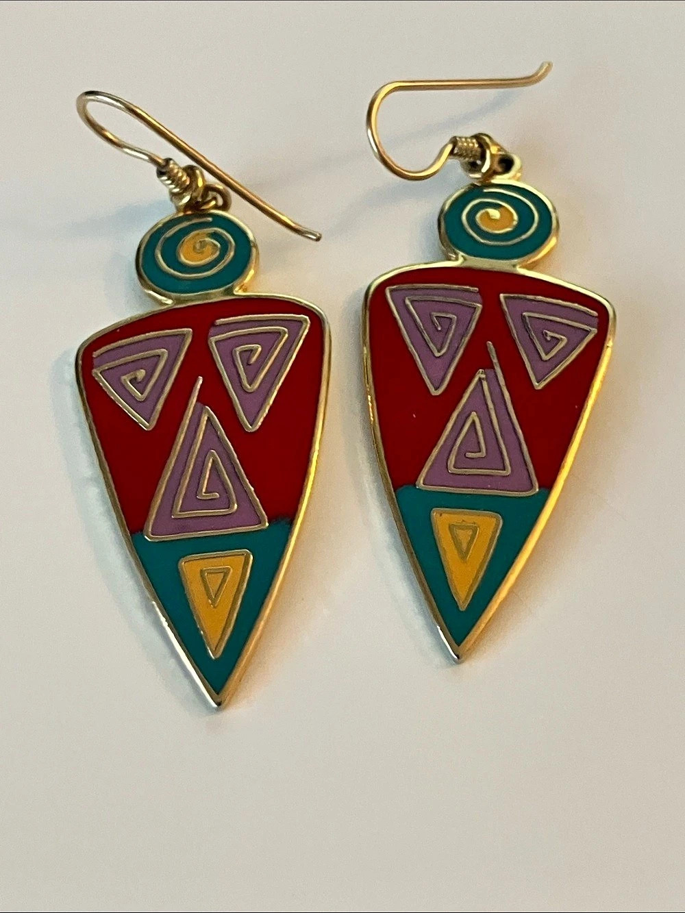 Laurel Burch Women's Wisdom Geometric Drop Earrings Red & Teal